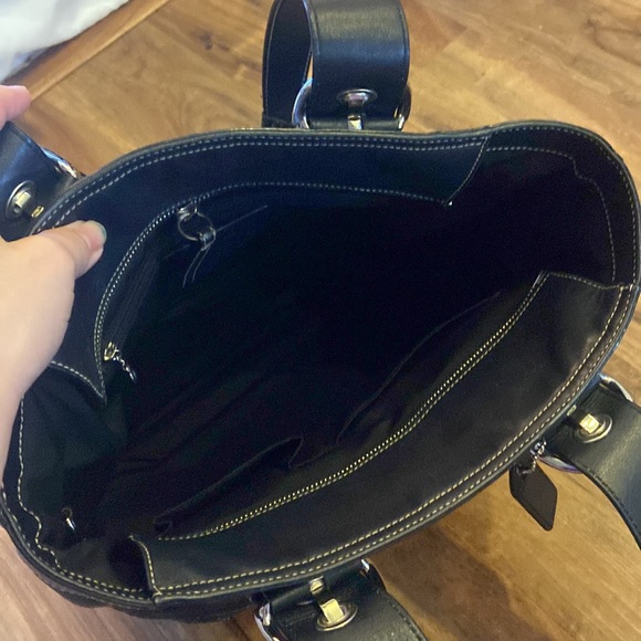 Coach large black leather shoulder bag tote - Picture 7 of 13